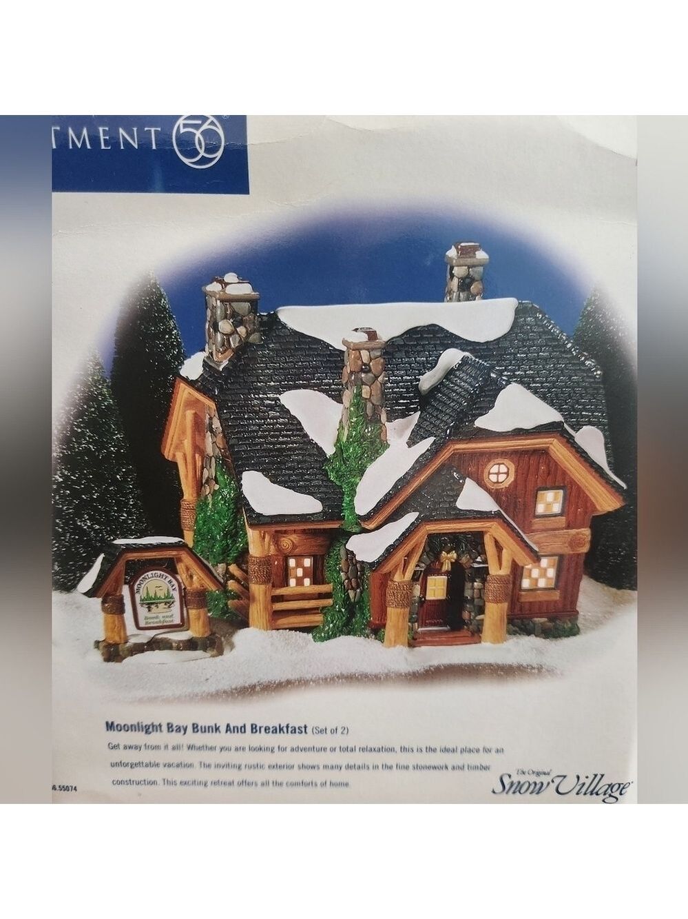 Dept 56: Moonlight Bay Bunk and Breakfast, Original Snow Village, Department 56, - Picture 2 of 5